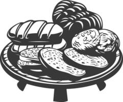 Silhouette bread platter black color only vector