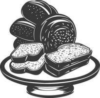 Silhouette bread platter black color only vector