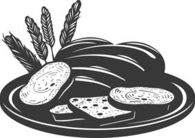 Silhouette bread platter black color only vector