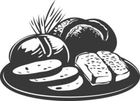 Silhouette bread platter black color only vector