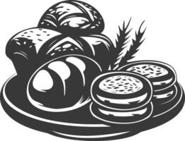 Silhouette bread platter black color only vector