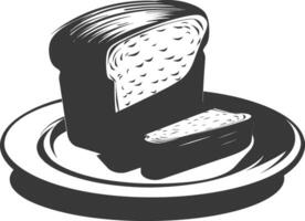 silueta un pan plato negro color solamente vector