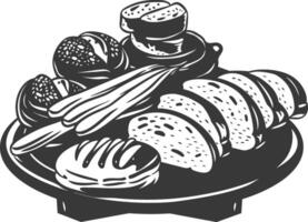 Silhouette bread platter black color only vector