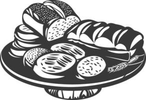 Silhouette bread platter black color only vector