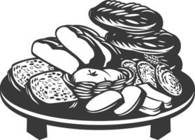 Silhouette bread platter black color only vector