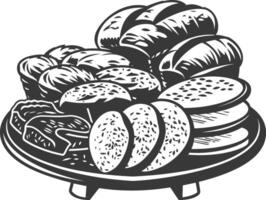 Silhouette bread platter black color only vector