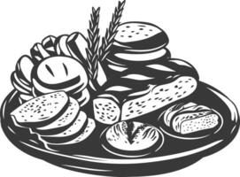 Silhouette bread platter black color only vector