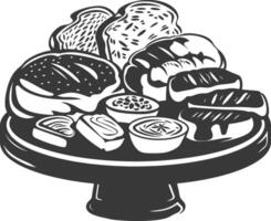 Silhouette bread platter black color only vector