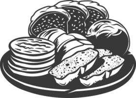 Silhouette bread platter black color only vector