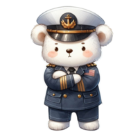 aigenerated bear wearing a sailor's uniform png