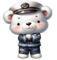 aigenerated bear wearing a sailor's uniform png