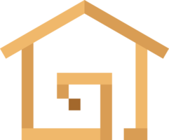 Brown wooden building house pixel icon png