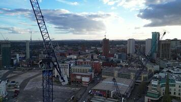 aérien vue de central Birmingham ville de Angleterre pendant le coucher du soleil. Angleterre uni Royaume. Mars 30e, 2024 video