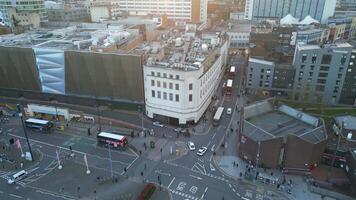 Antenne Aussicht von zentral Birmingham Stadt von England während Sonnenuntergang. England vereinigt Königreich. März 30., 2024 video