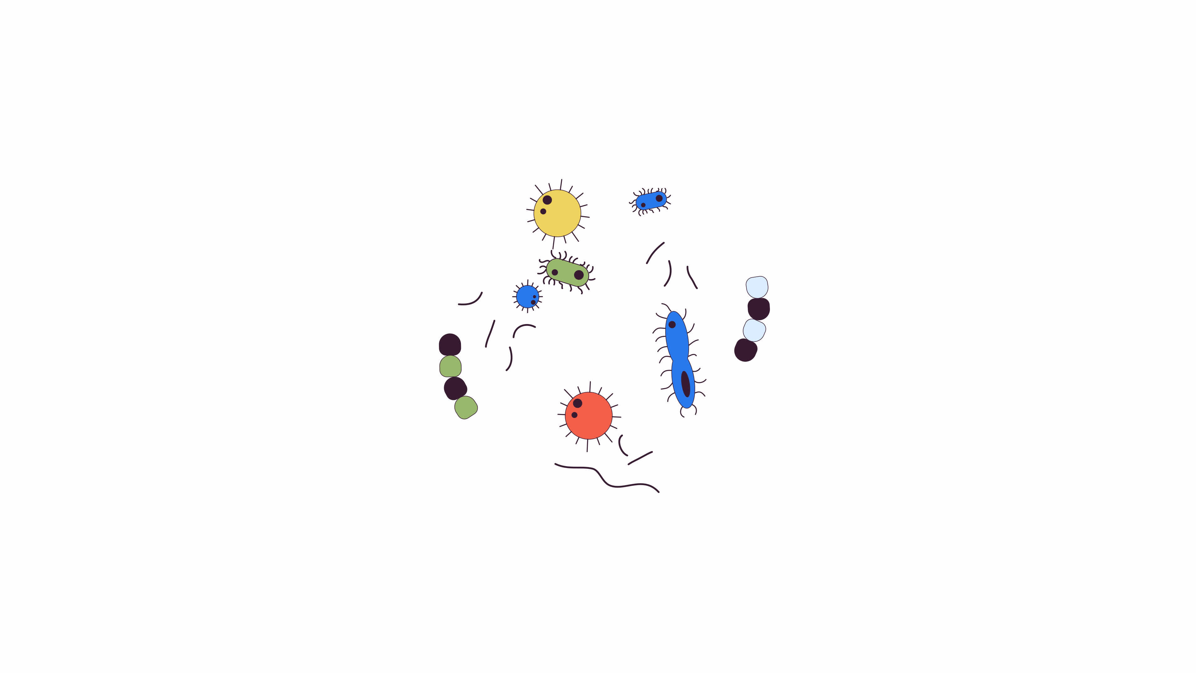 Various microorganisms colony line 2D objects animation. Microbiology ...