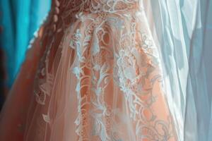 High quality photo of wedding dress for bride.