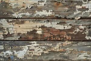 Surface of old brown chipped and deteriorated wood texture photo