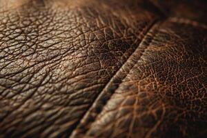 dark brown leather texture closeup can be used as background. leather texture photo