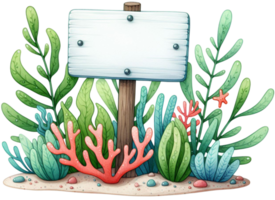 aigenerated seaweed wooden sign png
