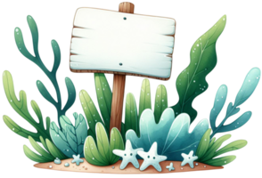 aigenerated seaweed wooden sign png