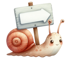 aigenerated snail holding a sign png