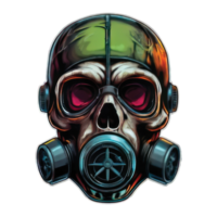 A skull wearing a gas mask png