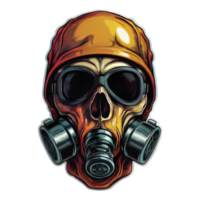 Skull head wearing a gas mask illustration Portait png