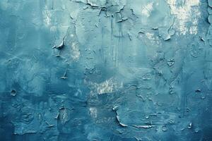 Abstract grungy blue stucco wall background with cold mood. photo