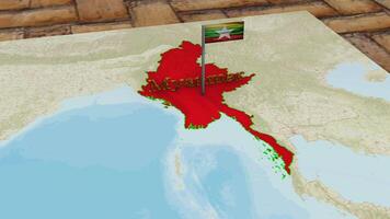 Myanmar Karte und Myanmar Flagge video