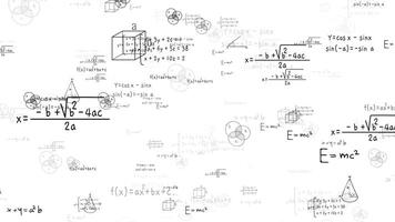 Math, mathematic, science, physics formula equation handwritten Text animation black and white background video