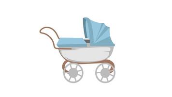 baby carriage animation on white and green screen background video