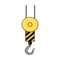 hoist crane hook cartoon illustration vector