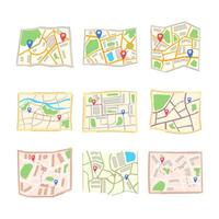 mapa conjunto dibujos animados ilustración vector