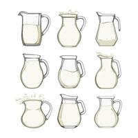 milk jug set cartoon illustration vector
