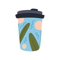 to reusable coffee cup cartoon illustration vector