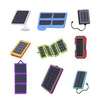 solar charger set cartoon illustration vector