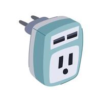 universal travel adapter cartoon illustration vector