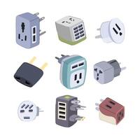 travel adapter set cartoon illustration vector