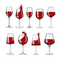 wine glass set cartoon illustration vector