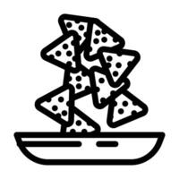 nachos rápido comida línea icono ilustración vector