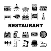 restaurant equipment kitchen icons set vector