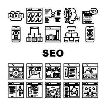 seo search website web internet icons set vector