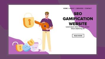 estrategia seo gamificación sitio web vector