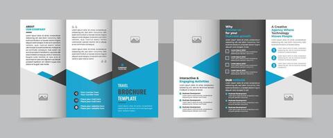 Trifold Travel Brochure Template, Travel agency trifold brochure design, modern travel trifold brochure template layout vector