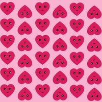 Smiling pink hearts. Pattern of hearts with happy faces in love vector