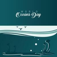 mundo océanos día. mundo Oceano día. submarino Oceano antecedentes vector