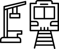 tren estación línea icono vector