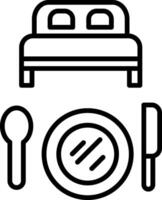 cama y desayuno línea icono vector