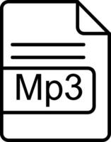 mp3 archivo formato línea icono vector