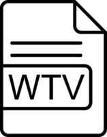 wtv archivo formato línea icono vector